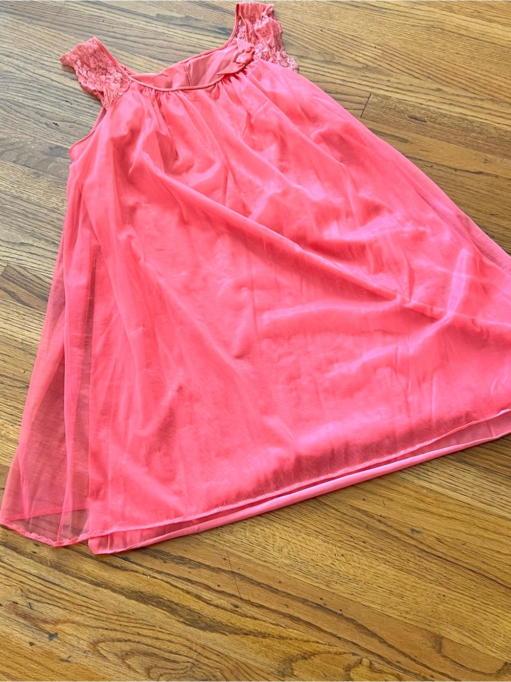 Vintage Pink Lace-Trim Chemise Slip